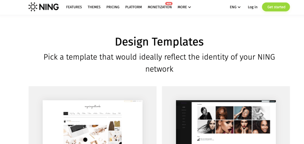 Ning design template page overview- Ning vs WordPress