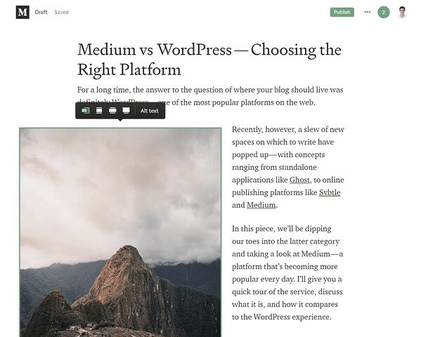 how a blog post looks like after publishing on Medium- medium vs wordpress