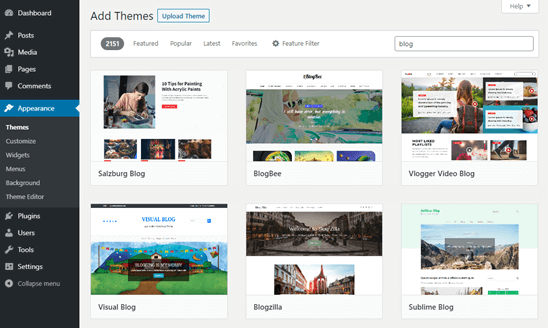 wordpress themes collection for blogging