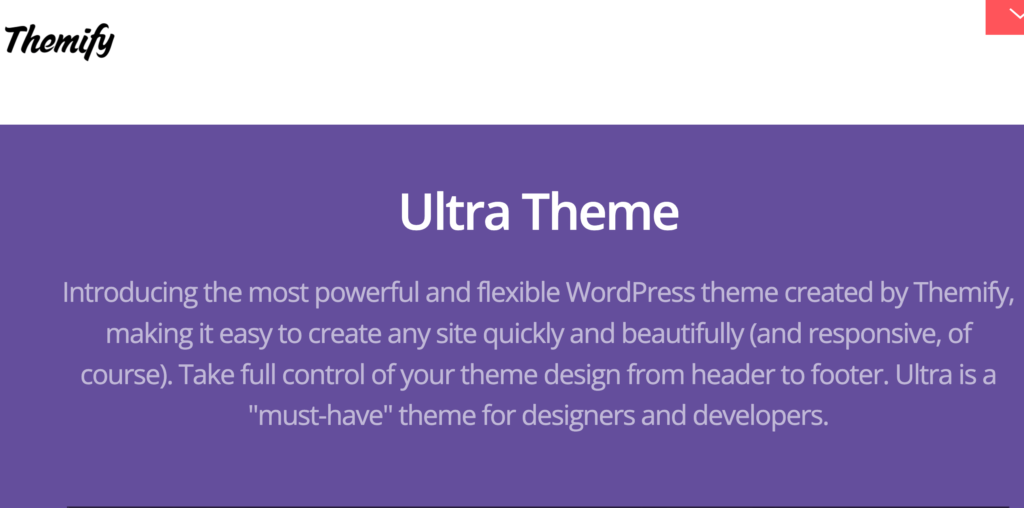 ultra theme home page overview